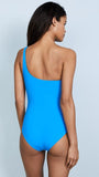 DESIGNER MARA HOFFMAN CHER BLUE ONE SHOULDER SWIMSUIT SIZE 10/12