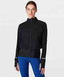 SWEATY BETTY BLACK ZIP FRONT CONCEALED HOOD RUNNING JACKET SIZE S