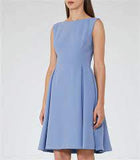 REISS SKY BLUE SLEEVELESS FIT & FLARE DRESS SIZE 10