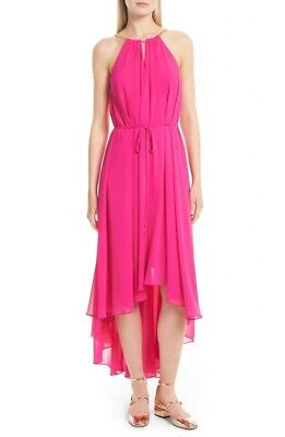 TED BAKER HARPAH BRIGHT PINK ROUND CHAIN NECK LONG SPECIAL OCCASION  DRESS SIZE 1 UK 8/10