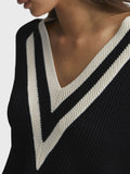 REISS MATILDA BLACK & WHITE CONTRAST STRIPE RIB KNIT LONG SLEEVED JUMPER SIZE L