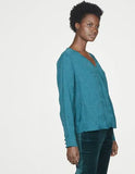 BRAND NEW THOUGHT MALACHITE GREEN WRAP FRONT LONG SLEEVED TOP  SIZE 10