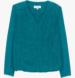 BRAND NEW THOUGHT MALACHITE GREEN WRAP FRONT LONG SLEEVED TOP  SIZE 10