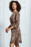 BRAND NEW SOUSANDAR BROWN LEOPARD PRINT ZIP FRONT TIE WAIST SHIRT DRESS SIZE 16