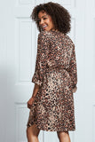 BRAND NEW SOUSANDAR BROWN LEOPARD PRINT ZIP FRONT TIE WAIST SHIRT DRESS SIZE 16