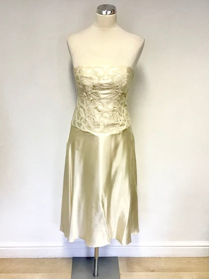 BRAND NEW MONSOON IVORY SILK STRAPLESS/ STRAPPY SPECIAL OCCASION  DRESS SIZE 10