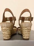 BRAND NEW WITH SLIGHT DEFECTS GABOR TAN KAREN LEATHER WEDGE HEEL SANDALS  SIZE 5/38