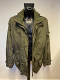 BARBOUR LINHOPE FEATHERWEIGHT DARK OLIVE WATERPROOF HOOD JACKET SIZE L