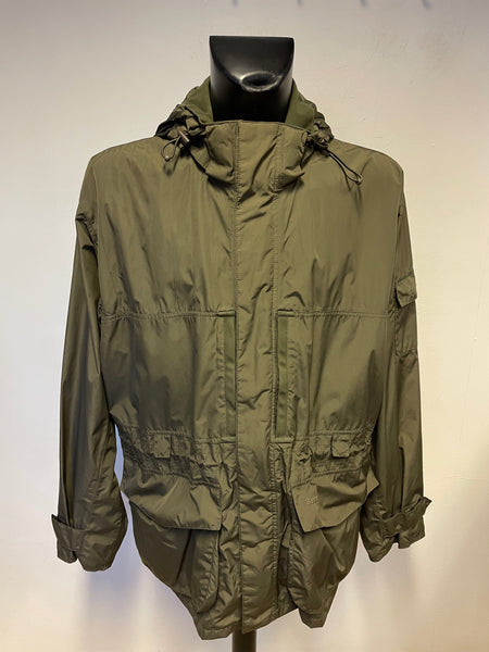 BARBOUR LINHOPE FEATHERWEIGHT DARK OLIVE WATERPROOF HOOD JACKET SIZE L