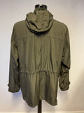 BARBOUR LINHOPE FEATHERWEIGHT DARK OLIVE WATERPROOF HOOD JACKET SIZE L