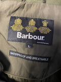 BARBOUR LINHOPE FEATHERWEIGHT DARK OLIVE WATERPROOF HOOD JACKET SIZE L