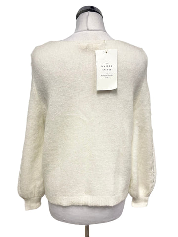 BRAND NEW LA MAILLE SEZANE ECRU KID MOHAIR CARDIGAN  SIZE XS