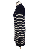 LA MAILLE SEZANE NAVY & WHITE STRIPE KID MOHAIR MIX JUMPER DRESS SIZE S