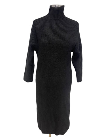 COS BLACK WOOL CHUNKY RIB KNIT JUMPER DRESS SIZE XS