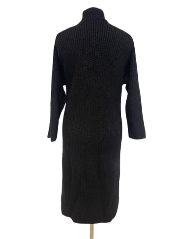 COS BLACK WOOL CHUNKY RIB KNIT JUMPER DRESS SIZE XS