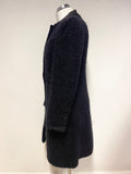 PAUL SMITH BLUE COLLECTION BLACK COLLARLESS MOHAIR &WOOL MIX COAT SIZE 42 UK 10