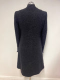 PAUL SMITH BLUE COLLECTION BLACK COLLARLESS MOHAIR &WOOL MIX COAT SIZE 42 UK 10