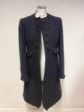 PAUL SMITH BLUE COLLECTION BLACK COLLARLESS MOHAIR &WOOL MIX COAT SIZE 42 UK 10