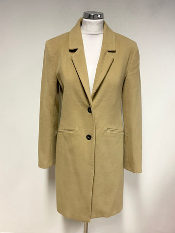 GANT CAMEL CLASSIC SINGLE BREASTED WOOL BLEND COAT SIZE S