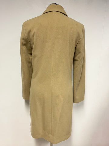 GANT CAMEL CLASSIC SINGLE BREASTED WOOL BLEND COAT SIZE S