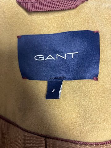 GANT CAMEL CLASSIC SINGLE BREASTED WOOL BLEND COAT SIZE S