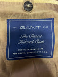 GANT CAMEL CLASSIC SINGLE BREASTED WOOL BLEND COAT SIZE S