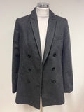 POCO BY PIPPA PREMIUM COLLECTION GREY TWEED WOOL DOUBLE BREASTED BLAZER SIZE S