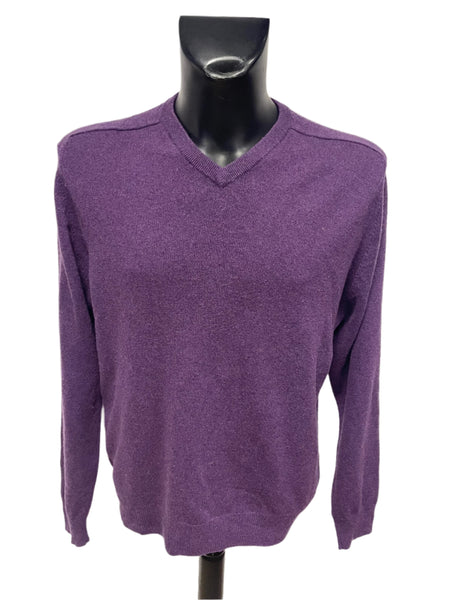 MARKS & SPENCER PURPLE CASHMERE V NECK JUMPER SIZE L