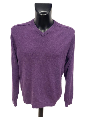 MARKS & SPENCER PURPLE CASHMERE V NECK JUMPER SIZE L