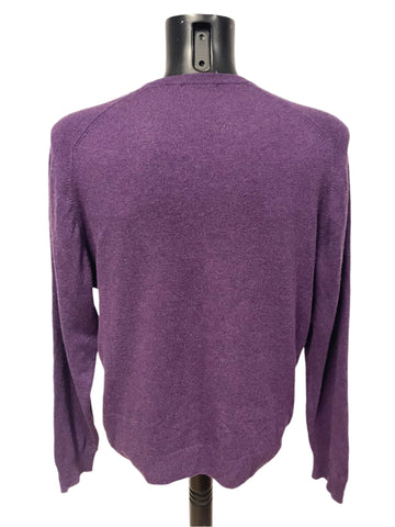 MARKS & SPENCER PURPLE CASHMERE V NECK JUMPER SIZE L