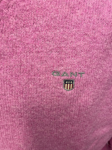 GANT PINK LAMBSWOOL V NECK JUMPER  SIZE L