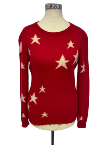 CLEMENTS RIBEIRO RED CASHMERE STAR PATTERNED JUMPER SIZE S