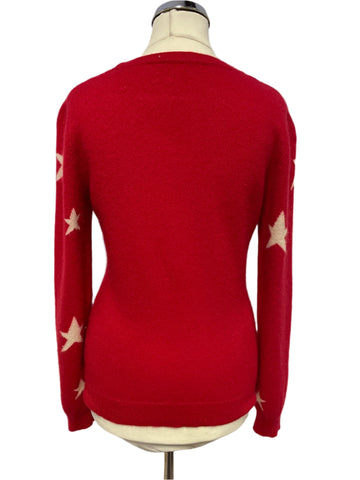 CLEMENTS RIBEIRO RED CASHMERE STAR PATTERNED JUMPER SIZE S