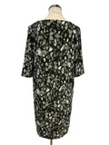 COS BLACK,GREEN & WHITE PRINT SHORT SLEEVE SHIFT DRESS SIZE UK 6,8,10