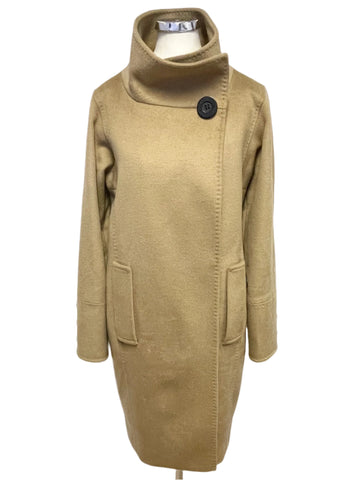 JAEGER 100% WOOL CAMEL HIGH NECK COAT SIZE 8