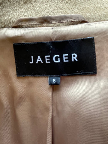 JAEGER 100% WOOL CAMEL HIGH NECK COAT SIZE 8