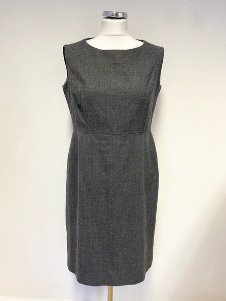 HOBBS GREY WOOL SLEEVELESS SHIFT DRESS SIZE 12