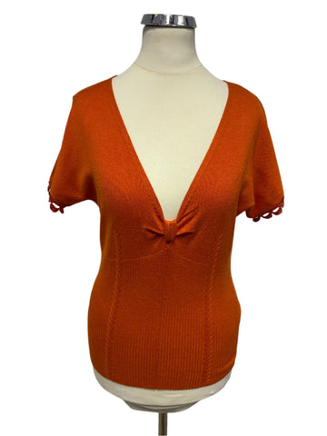 KAREN MILLEN ORANGE SHORT SLEEVE JUMPER SIZE 1 UK 8/10