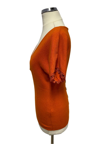 KAREN MILLEN ORANGE SHORT SLEEVE JUMPER SIZE 1 UK 8/10