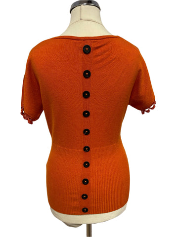 KAREN MILLEN ORANGE SHORT SLEEVE JUMPER SIZE 1 UK 8/10