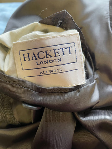 HACKETT ALL WOOL GREY HERRINGBONE COAT SIZE 44 REG