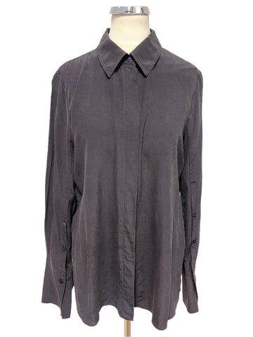 REISS KIA 100% SILK NAVY COLLARED LONG SLEEVE SHIRT SIZE 8