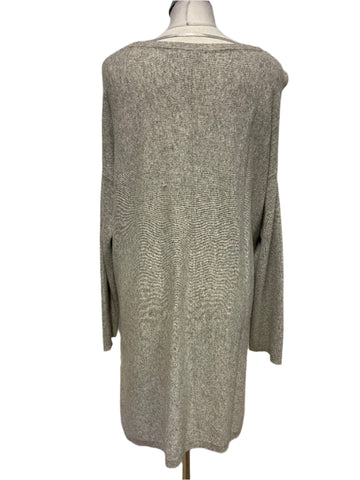 NICOLE FARHI GREY WOOL MIX BOAT NECK LONG SLEEVE JUMPER DRESS  SIZE XL