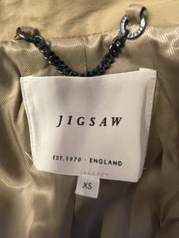 JIGSAW 100% COTTON HONEY BEIGE TRENCH COAT SIZE XS