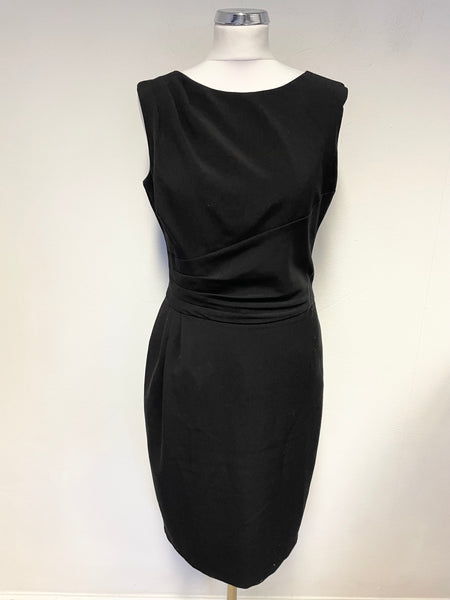 PHASE EIGHT BLACK PLEATED TRIM SLEEVELESS PENCIL DRESS SIZE 12