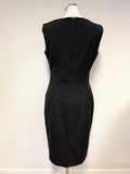 PHASE EIGHT BLACK PLEATED TRIM SLEEVELESS PENCIL DRESS SIZE 12