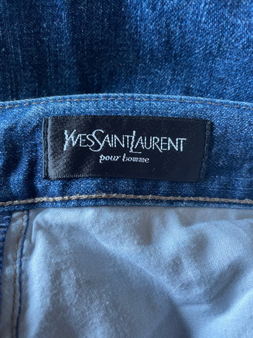 YVES SAINT LAURENT BLUE DENIM STRAIGHT LEG JEANS SIZE 36/31