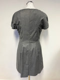 HOBBS NW3 GREY 100% WOOL SHORT SLEEVED A LINE DRESS SIZE 14