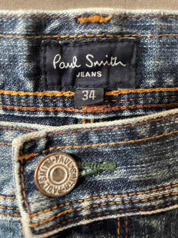 PAUL SMITH BLUE DENIM STRAIGHT LEG JEANS SIZE 34R