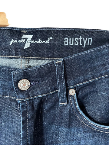 7 FOR ALL MANKIND AUSTYN DARK BLUE DENIM JEANS SIZE 33/32